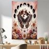Ambesonne Boho Tapestry, Springtime Butterfly Art with Delicate Floral Garden and Dreamy Moon Circle, Fabric Wall Hanging Decor for Bedroom Living Room Dorm, 30" X 45", Pale Ruby Dark Taupe view 1