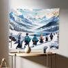 Ambesonne Anime Tapestry, Scene of Characters Walking on a Snowy Patch Through Winter Lake and Mounstains, Fabric Wall Hanging Decor for Bedroom Living Room Dorm, 28" X 23", Blue Teal White view 1