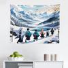 Ambesonne Anime Tapestry, Scene of Characters Walking on a Snowy Patch Through Winter Lake and Mounstains, Fabric Wall Hanging Decor for Bedroom Living Room Dorm, 28" X 23", Blue Teal White view 2