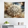 Ambesonne Mandala Tapestry, Dreamy Astronomy Blooming Lotus Flower with Outer Space Details Boho, Fabric Wall Hanging Decor for Bedroom Living Room Dorm, 28" X 23", Pale Khaki Camel Sea Blue view 2