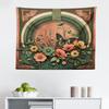 Ambesonne Boho Tapestry, Traditional Japanese Ornaments with Floral Balcony with Butterfly Spring, Fabric Wall Hanging Decor for Bedroom Living Room Dorm, 28" X 23", Dark Salmon Laurel Green view 2