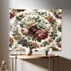 Ambesonne Flower Tapestry, Contemporary Leaves of Modern Wreath Huddle with Floral Boho Nature Feel, Fabric Wall Hanging Decor for Bedroom Living Room Dorm, 28" X 23", Pale Green Ruby Khaki view 1