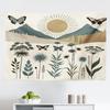 Ambesonne Boho Tapestry, Mid Century Modern Meadow with Mountains Butterfly Leaves on Creamy Back, Fabric Wall Hanging Decor for Bedroom Living Room Dorm, 45" X 30", Dark Mustard Slate Blue view 1
