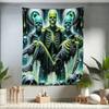 Ambesonne Trippy Tapestry Twin Size, Post Apocalyptic Feel Zombie Skeletons with Monster Eyes Psychedelic, Wall Hanging Bedspread Bed Cover Wall Decor, 68" X 88", Lime Green Turquoise Grey view 1