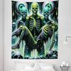 Ambesonne Trippy Tapestry Twin Size, Post Apocalyptic Feel Zombie Skeletons with Monster Eyes Psychedelic, Wall Hanging Bedspread Bed Cover Wall Decor, 68" X 88", Lime Green Turquoise Grey view 2