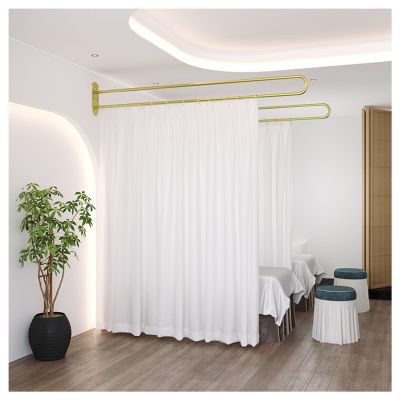 Privacy Partition Curtains,2pcs Wall Mounted Curtains,U-Shaped Support Rod Track System with 2m Curtain for Beauty Salons Clinic Shared (Color : White, Size : Rod-230cm)