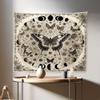 Ambesonne Boho Tapestry, Jumble Nostalgia Medieval Witchy Butterfly Moon Pattern Floral Ornament, Fabric Wall Hanging Decor for Bedroom Living Room Dorm, 28" X 23", Eggshell Dark Taupe Sepia view 1