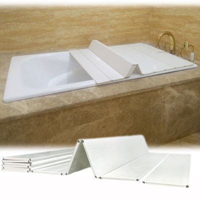 Bathtub Tray Bathtub Tray Bathtub Cover, Thermal Insulation Folding Dust Board Shutter Bath Lid, White PVC Storage Board Bathroom Shelf for Phones Toiletries Multifunctional (Color : White, Size : 6