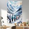 Ambesonne Anime Tapestry, Scene of Characters Walking on a Snowy Patch Through Winter Lake and Mounstains, Fabric Wall Hanging Decor for Bedroom Living Room Dorm, 30" X 45", Blue Teal White view 1