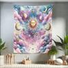 Ambesonne Celestial Tapestry Twin Size, Sun with Face Crescent Moon and Stars with Tie-Dye Tone Clouds Sky, Wall Hanging Bedspread Bed Cover Wall Decor, 68" X 88", Blue Mustard Pale Purple view 1