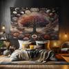 Ambesonne Hippie Tapestry, Mystic Planet Star Huddles and Floral Scene with Tree of Life Dreamy, Fabric Wall Hanging Decor for Bedroom Living Room Dorm, 90" X 60", Dried Rose Grey Pink Dusk view 1