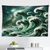 Ambesonne Green Tapestry, Bold Marble Print Ocean Waves with a Realistic Galaxy Space Starry Sky Illustration, Fabric Wall Hanging Decor for Bedroom Living Room Dorm, 45" X 30", Dark Teal view 1