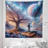 Ambesonne Space Tapestry Queen Size, Lonely Astronaut in a Surreal Planet Pastel Celestial Forms Dried Tree, Wall Hanging Bedspread Bed Cover Wall Decor, 88" X 88", Blue Pale Orange Mauve view 2