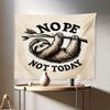 Ambesonne Funny Tapestry, Nope Not Today Saying with a Happy Sloth Hanging Down from a Branch, Fabric Wall Hanging Decor for Bedroom Living Room Dorm, 28" X 23", Eggshell Pale Brown Black view 1