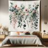 Ambesonne Flower Tapestry Queen Size, Modern Lines Leafy Eucalyptus Pattern with Tender Sunflower and Peony, Wall Hanging Bedspread Bed Cover Wall Decor, 88" X 88", Grey Teal Laurel Green view 1