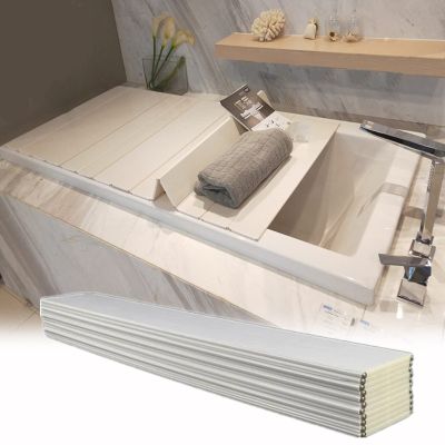 Bathtub Tray Bathtub Tray Bathtub Cover, Bathroom Folding Insulation Heat-Resistant Cover, Dust-Proof Storage Bathe Board Shutter Bath Lid, Thickness 0.6CM, 22 Sizes Multifunctional (Color : White,