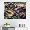 Ambesonne Boho Tapestry, Dreamy Tones Wilderness Scenery with Mountains and Blooming Trippy Floral, Fabric Wall Hanging Decor for Bedroom Living Room Dorm, 28" X 23", Pale Lilac Reseda Green view 2