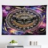 Ambesonne Purple Tapestry, Death Moth with Mandala Motif on Galaxy Universe Outer Space Background, Fabric Wall Hanging Decor for Bedroom Living Room Dorm, 45" X 30", Black Mustard Quartz view 1