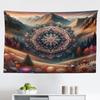 Ambesonne Hippie Tapestry, Modern Scandi Blooming Trippy Flower with Mountain Landscape Woodland, Fabric Wall Hanging Decor for Bedroom Living Room Dorm, 45" X 30", Pale Vermilion Cadet Blue view 1