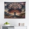 Ambesonne Hippie Tapestry, Scandi Myth Tree of Life and Trippy Floral Motif with Space Landscape, Fabric Wall Hanging Decor for Bedroom Living Room Dorm, 28" X 23", Dark Slate Blue Indigo view 2