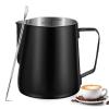 Milk Frothing Pitcher, 350ml/600ml (12oz/20oz) Milk Frother Cup Stainless Steel Jug Steaming Pitcher, Milk Coffee Cappuccino Latte Art Barista Steam Pitchers Milk Jug Cup with Decorating Pen view 1