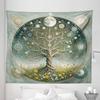 Ambesonne Hippie Tapestry King Size, Mystic Feel Tree of Life Art with Greenery Vines Galaxy Ornated Moons Boho, Wall Hanging Bedspread Bed Cover Wall Decor, 104" X 88", Teal Pale Sage Green view 2