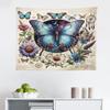 Ambesonne Boho Tapestry, Medieval Witchcore Script Design Nature Vibe Butterfly and Leafy Flowers, Fabric Wall Hanging Decor for Bedroom Living Room Dorm, 28" X 23", Pale Blue Eggshell Green view 2