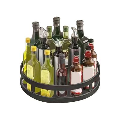 Tyenaza Kitchen Spice Holder, Rotating Kitchen Storage Tray 360 Degreee Rotatable Spice Organizer Bin Carbon Steel Spice Rack for Household