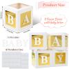 4 Pcs Baby Shower Flower Boxes Table Centerpieces Decoration Gold Baby Block Floral Holder Centerpiece Baby In Bloom Gender Reveal Birthday Party Decors Table Display Its A Girl Its A Boy view 2