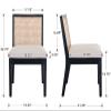 BESTANO Farmhouse Rattan Dining Chairs Set of 6 Black Wood Dining Room Chairs Rectangle Cane Country Kitchen Chairs Upholstered Wood Dining Chair for Dining Room, Cream Linen view 2