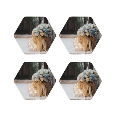 4Pcs Drink Coasters for Drinks Tabletop Protection, Wedding Ceremony Supply Leather Coaster for Kinds of Cups, Absorbent Cup Coaster for Coffee Table Home Decor 4" Cup Mat Pad