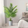 Artificial Tree in White and Navy Herringbone Pattern Planter, Fake Areca Tropical Palm Silk Tree for Indoor and Outdoor Home Decoration - 57" Overall Tall (Plant Pot Plus Tree) view 3