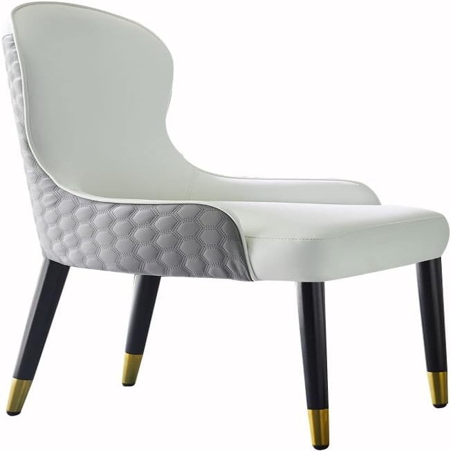 CUTSKY Leather Dining Chairs Kitchen Living Room Lounge Counter Chairs Soft Padded Seat Beech En Legs Living Room Chairs(Color:Off White+Light Grey)