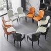CUTSKY Leather Dining Chairs Kitchen Living Room Lounge Counter Chairs Soft Padded Seat Beech En Legs Living Room Chairs(Color:Off White+Light Grey) view 4