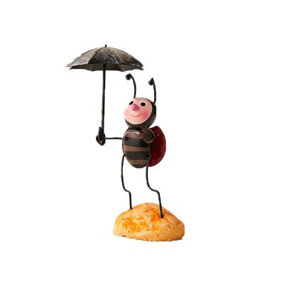 Whbbbj Metal Insects Decoration, Handcrafted Ants Ornaments, Cute Ladybug Statues Desktop Ornaments, for Car Living Room Bedroom, Office Desktop Home Decoration (Color : Ladybug1)