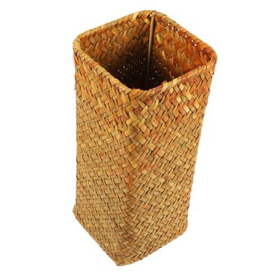 Amosfun Rustic Woven Flower Vase for Dried Flowers and Bouquets Creative Hand-Woven Centerpiece Natural Decorative Basket for Home Office and Garden Caramel