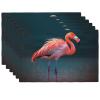 4 PCS Placemats Set Vivid Flamingo Woven Placemats for Dining Table Heat Resistant Place Mats Non-Slip Washable Imitation Linen Table Mats for Home Kitchen Weddings Holiday Party Decor view 1