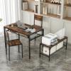 Giantex Dining Table Set for 4, Kitchen Table with Chairs & Bench, Storage Racks, Metal Frame, 4-Piece Space-Saving Dinette Set for Dining Room, Breakfast Nook, Small Space, Apartment,Rustic Brown view 3