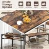 Giantex Dining Table Set for 4, Kitchen Table with Chairs & Bench, Storage Racks, Metal Frame, 4-Piece Space-Saving Dinette Set for Dining Room, Breakfast Nook, Small Space, Apartment,Rustic Brown view 4