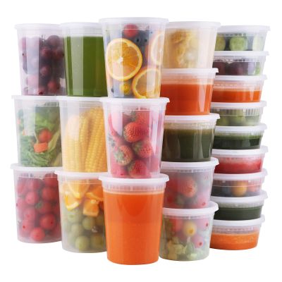 WGCC Deli Containers with Lids 48 Sets- Disposable Soup Containers 8oz, 16oz, 32oz - Plastic Containers with Lids, Food Container Leakproof, BPA Free/Microwave/Freezer/Dishwasher Safe