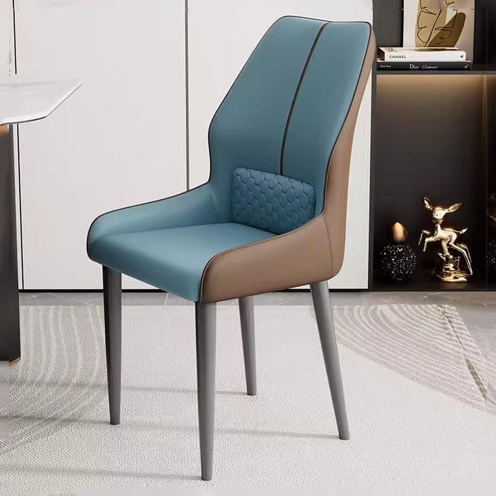CUTSKY Dining Leather Chairs Armless Living Room Chairs,Lumbar Support,Upholstered Dining Chairs,Ergonomic Backrest(Color:Blue)