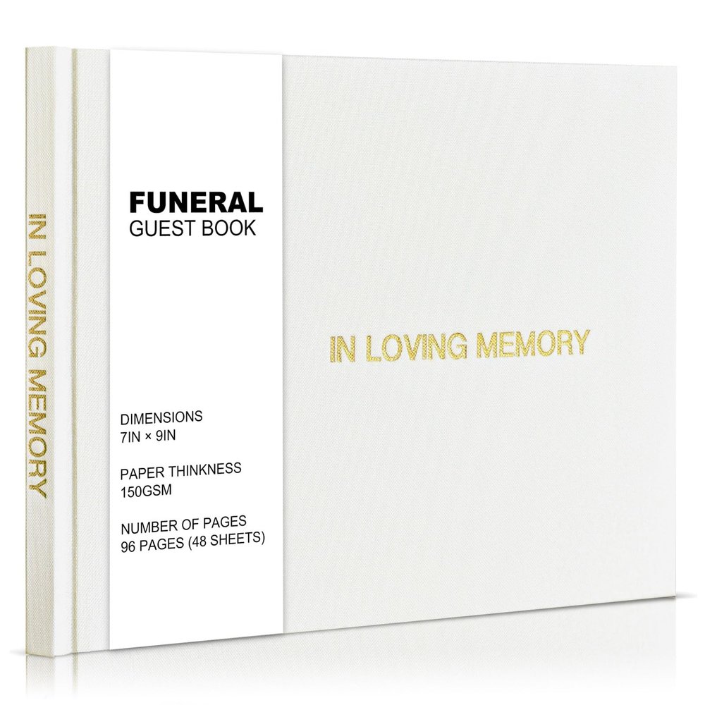 EBEGEE Funeral Guest Book Linen Cover Celebration of Life Memorial