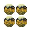 4Pcs Drink Coasters for Drinks Tabletop Protection, Summer Yellow Flowers Leather Coaster for Kinds of Cups, Absorbent Cup Coaster for Coffee Table Home Decor 4" Cup Mat Pad view 1