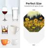 4Pcs Drink Coasters for Drinks Tabletop Protection, Summer Yellow Flowers Leather Coaster for Kinds of Cups, Absorbent Cup Coaster for Coffee Table Home Decor 4" Cup Mat Pad view 4