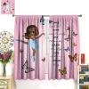 African American Kids Curtains,Cute Ballerina Girl Butterfly Printed Window Treatments for Girls Bedroom Living Room Nursery Lovely Pink Drapes 2 Panel Set,Total Size 84" x 84" view 3