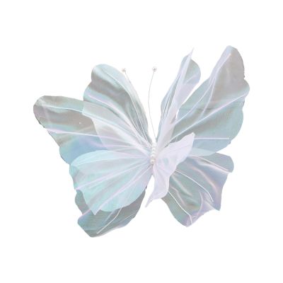 Amagogo Silk Yarn Artificial Butterfly Decoration, Giant Gauze Fake Butterfly Mesh Photography Props Mariage Decor for Wedding, Outdoor, Bedroom, Parties, White