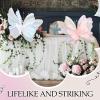 Amagogo Silk Yarn Artificial Butterfly Decoration, Giant Gauze Fake Butterfly Mesh Photography Props Mariage Decor for Wedding, Outdoor, Bedroom, Parties, White view 3