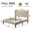 Einhomn Full Size Upholstered Bed Frame with Charging Station, Platform Bed Frame with Storage Headboard, Solid Wood Slats Support, No Box Spring Needed, Beige view 2