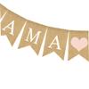 KOMBIUDA Heart Pattern Burlap Banner Celebration Flag Swallowtail Pull Flag Indoor/outdoor Party Dec view 2