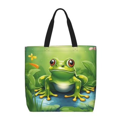 SSIMOO Cartoon Frog 1 Stylish Zipper Shopping Bags,Shoulder Bag,The Perfect Blend Of Style And Convenience